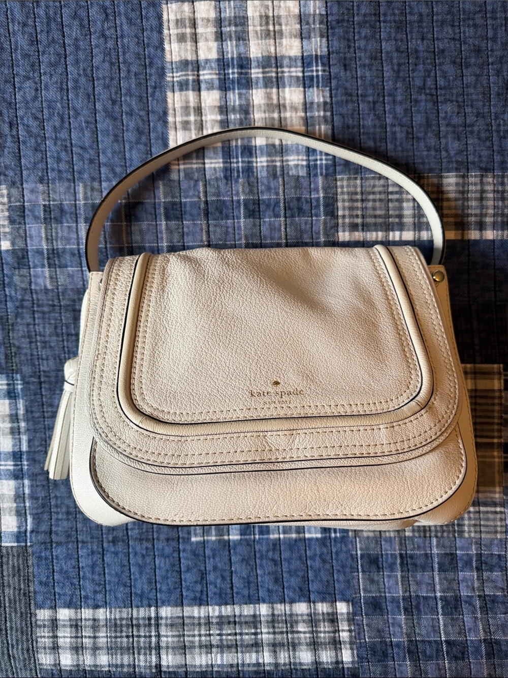kate spade cream leather shoulder bag with top handle